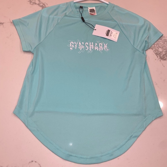 NEW gymshark SPEED GRAPHIC T-SHIRT bright turquoise - Picture 2 of 7